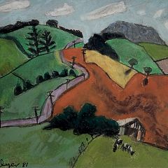 Ted Hillyer

_Landscape with hills and cows_
21.5x24.5cm pastel on paper